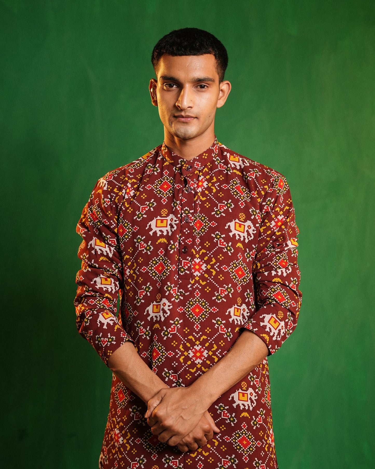 Maroon Patola  Printed Kurta Salwar Set (Set of 2)