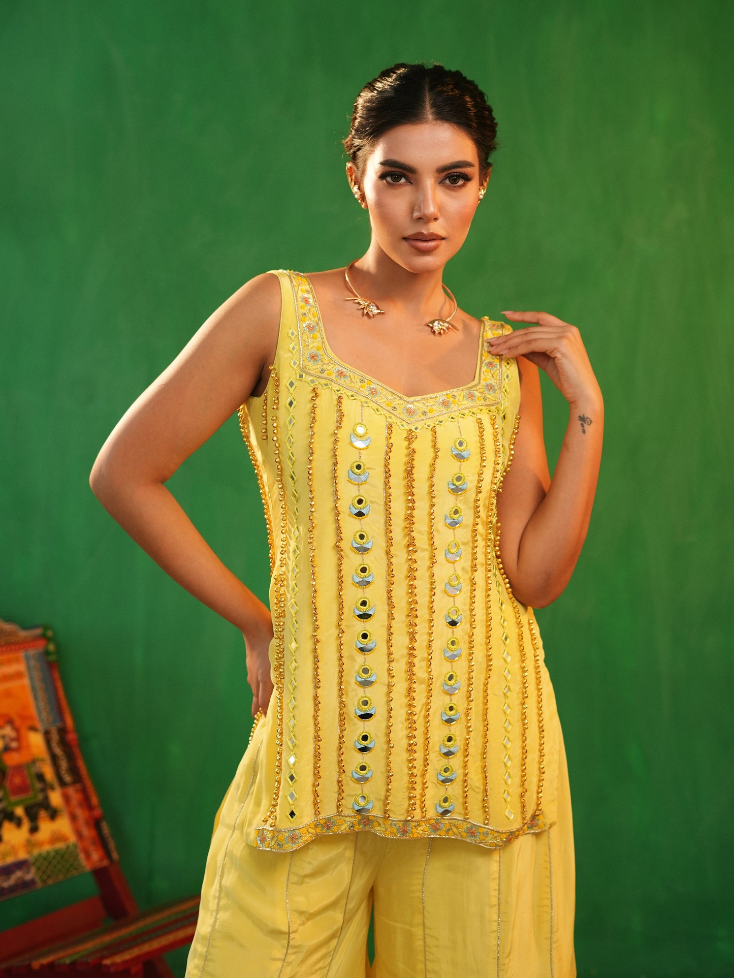 Yellow Ghungroo Heavy Suit Set (Set of 3)