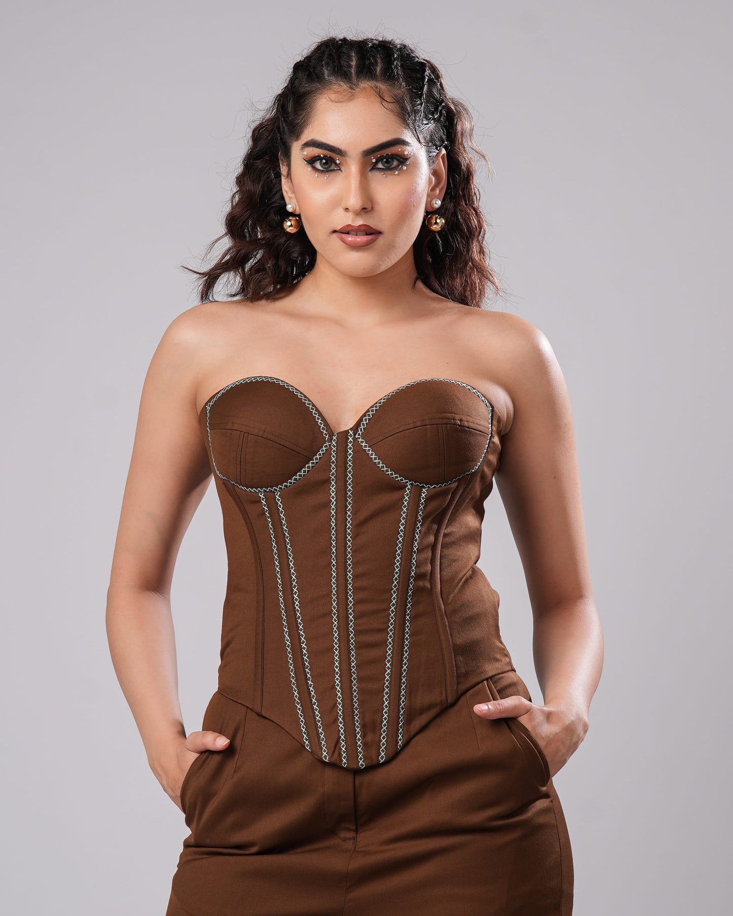Nixie - Mocha Corset Power Suit (SET OF 3)