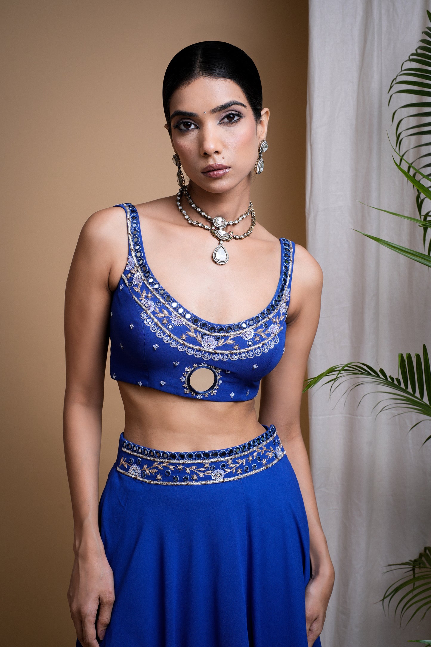 ROYAL BLUE LEHENGA SET  (SET OF 3)