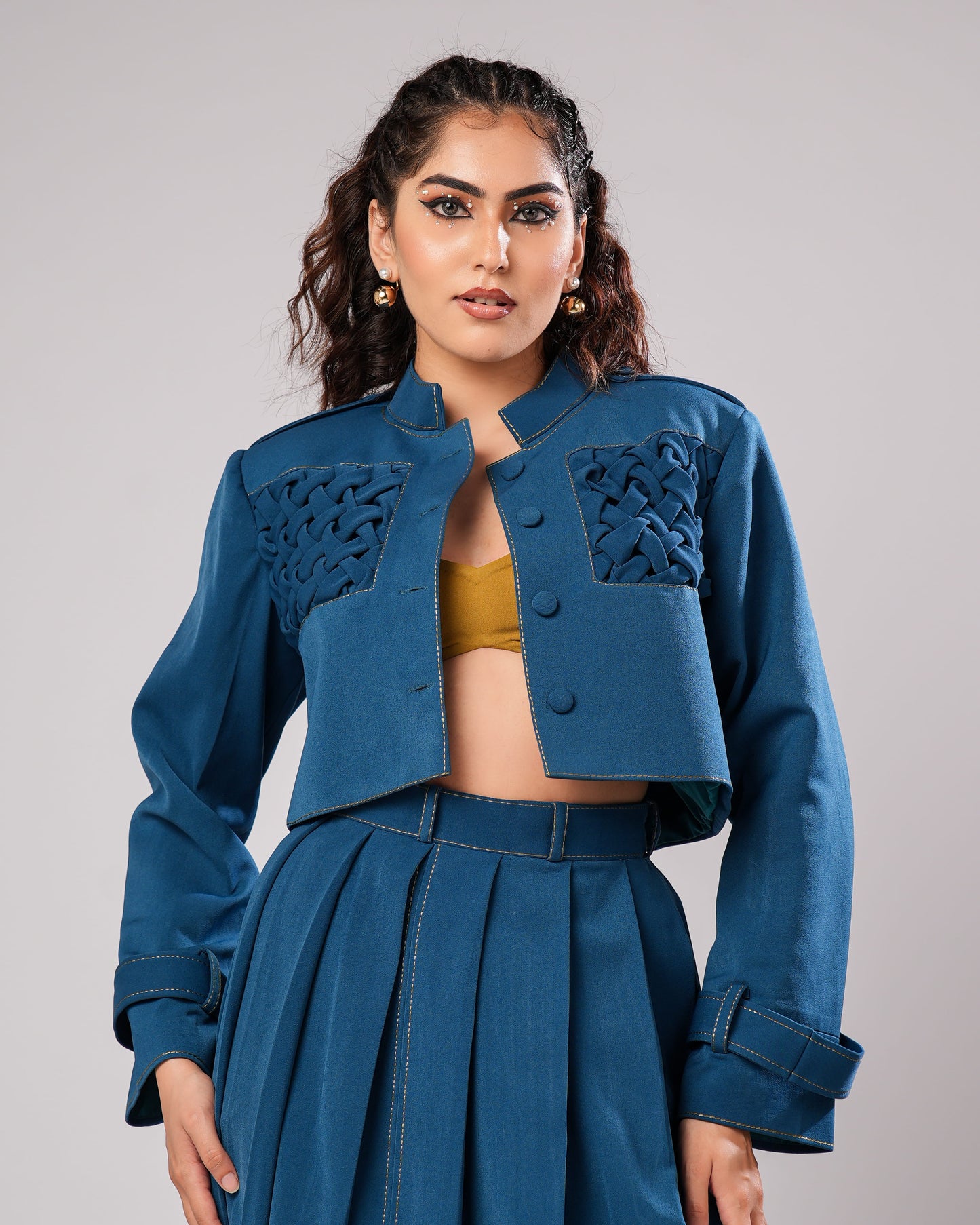 Ivy - Midnight Blue Braided Co-Ord (SET OF 3)