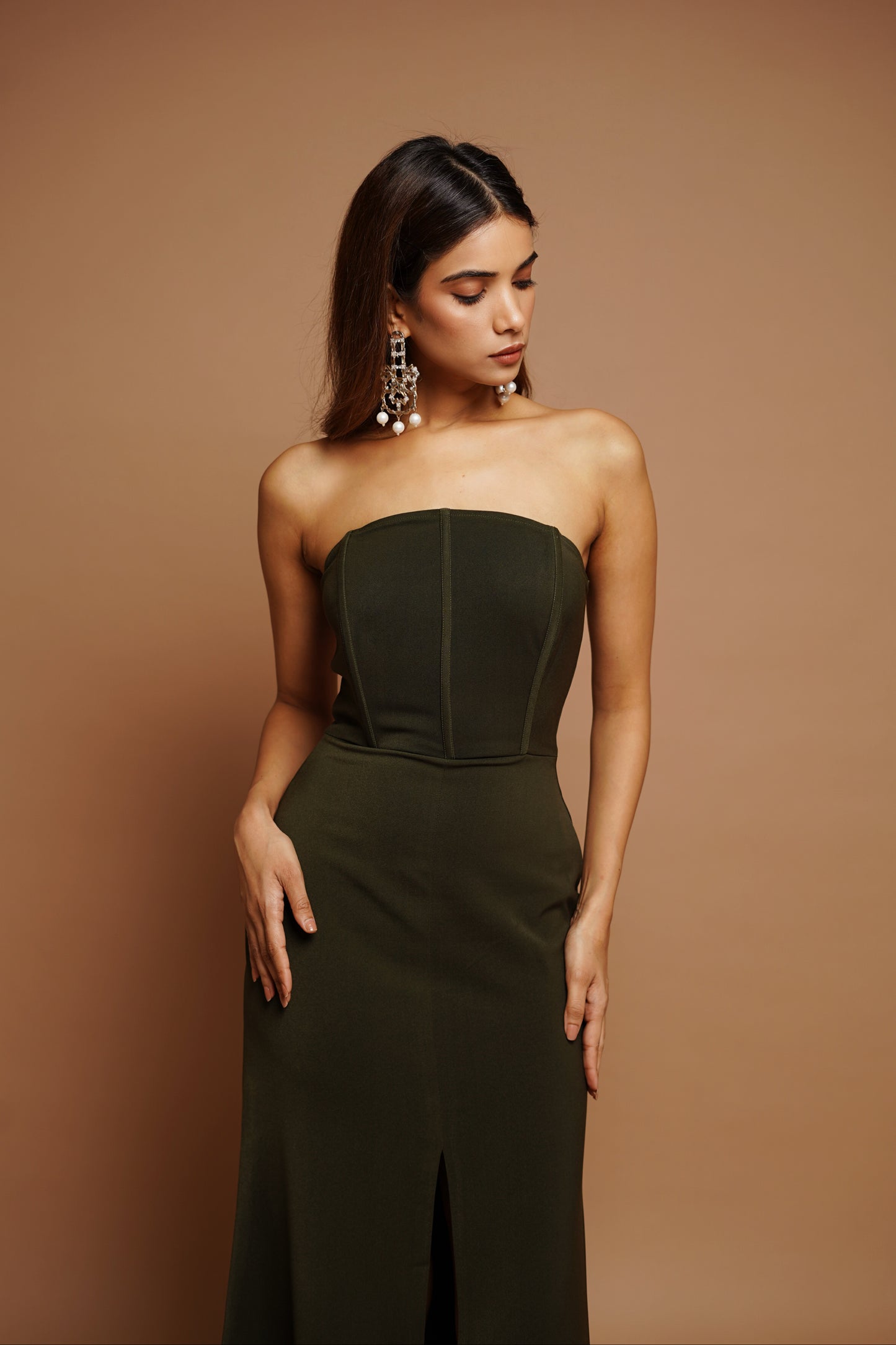 Kai Green Corset Long Dress