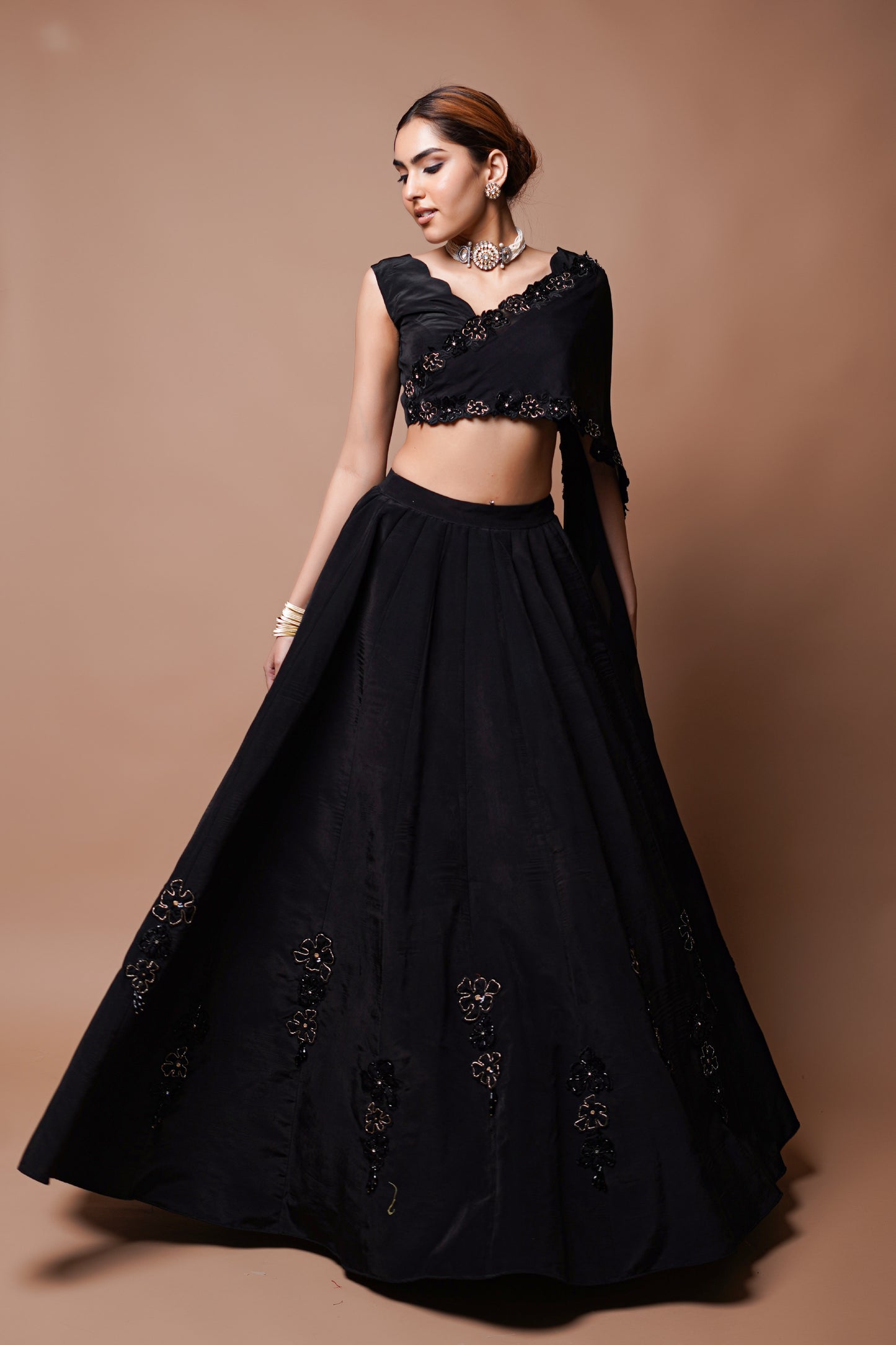 BLACK CUTWORK  LEHENGA SET  (SET OF 2)