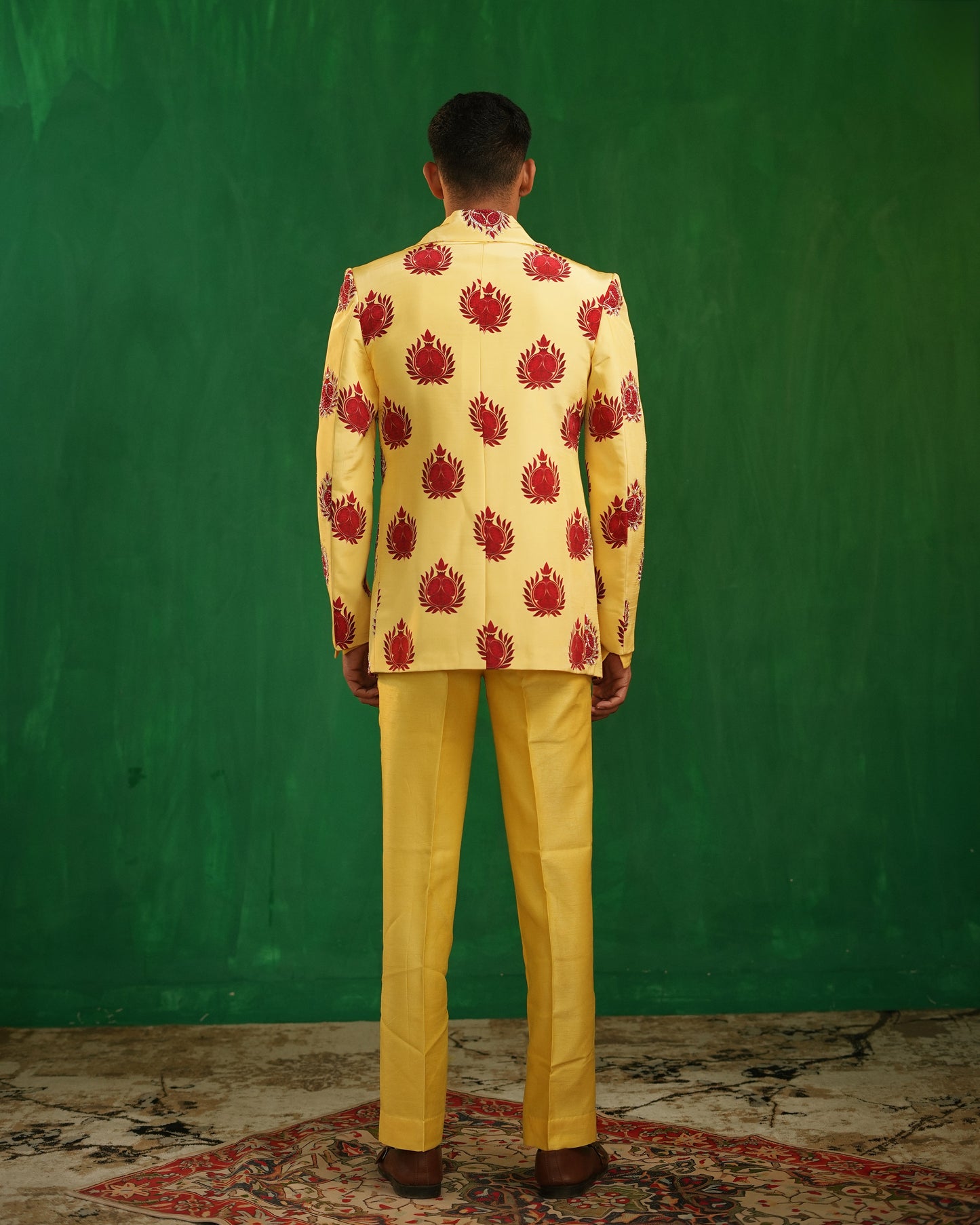 Warm Yellow -Deep Red Pomegranate Suit Set (Set of 3)