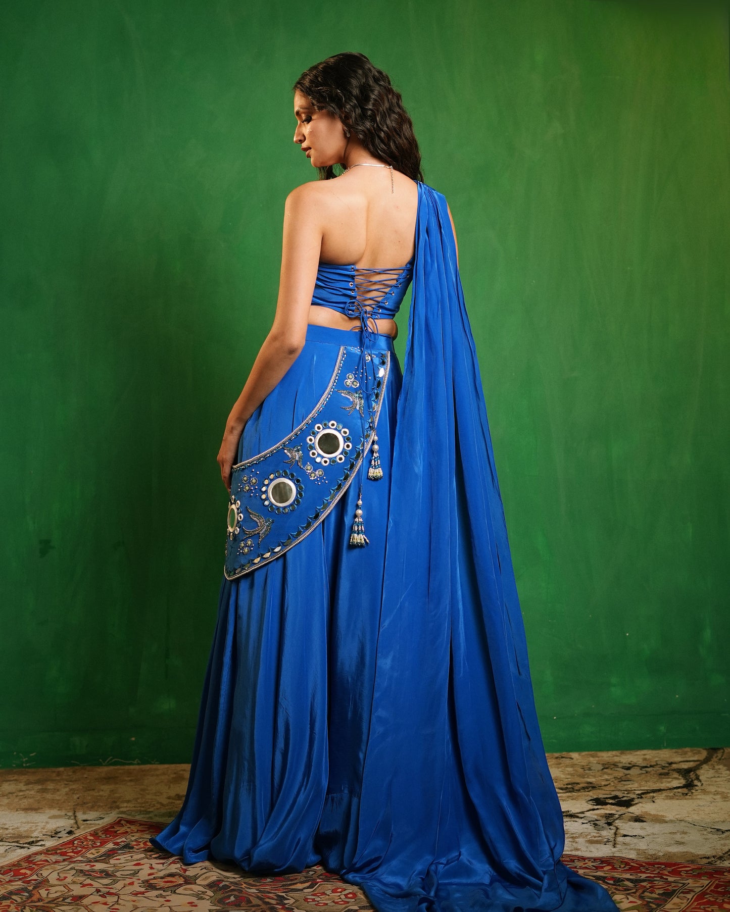 Royal Blue Corset Lehenga Set (Set of 2)
