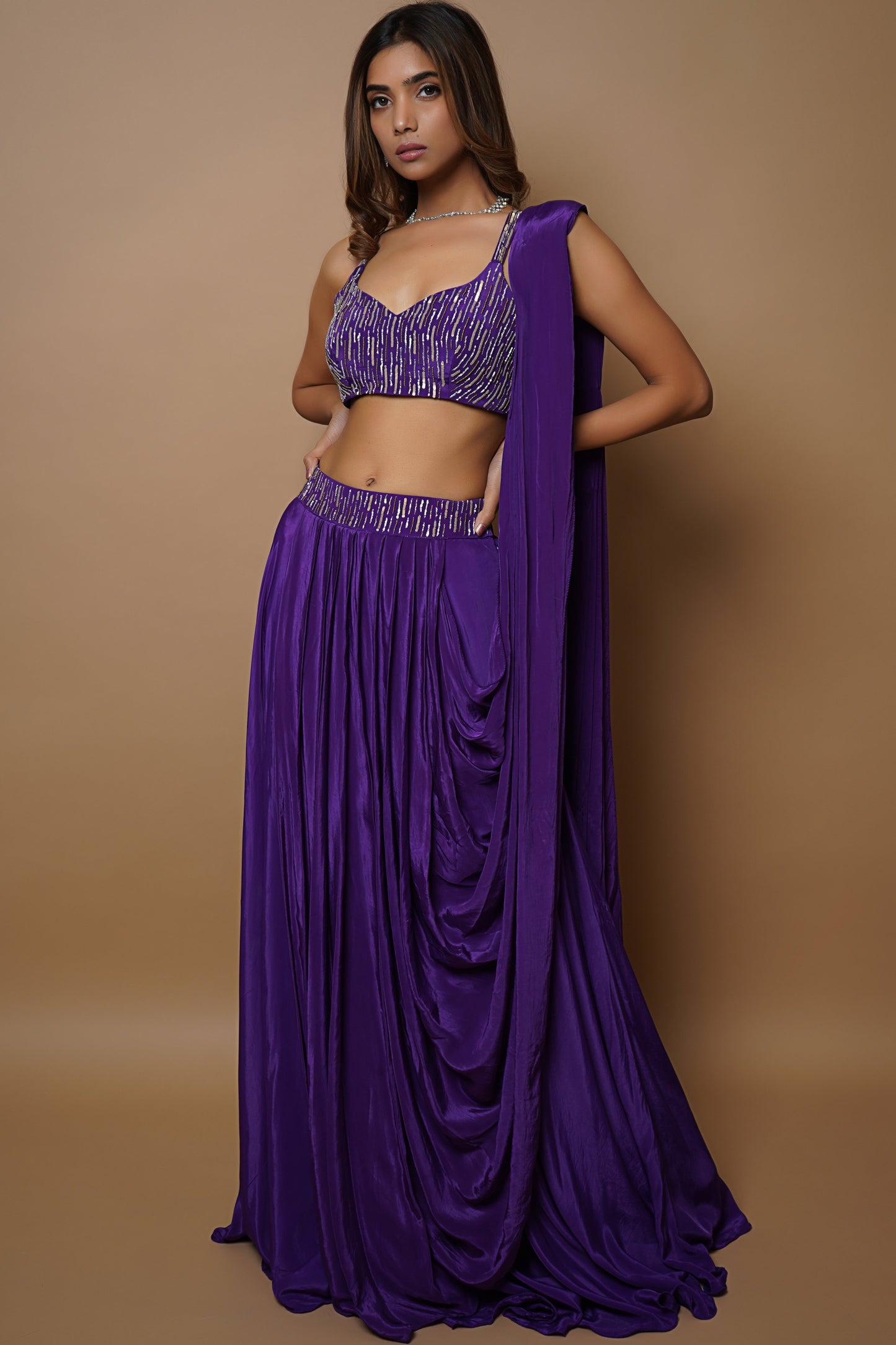 Dark Purple Lehenga Set image 1