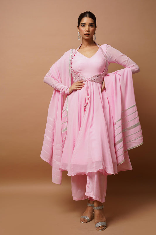 Baby Pink Anarkali Suit Set Image 1