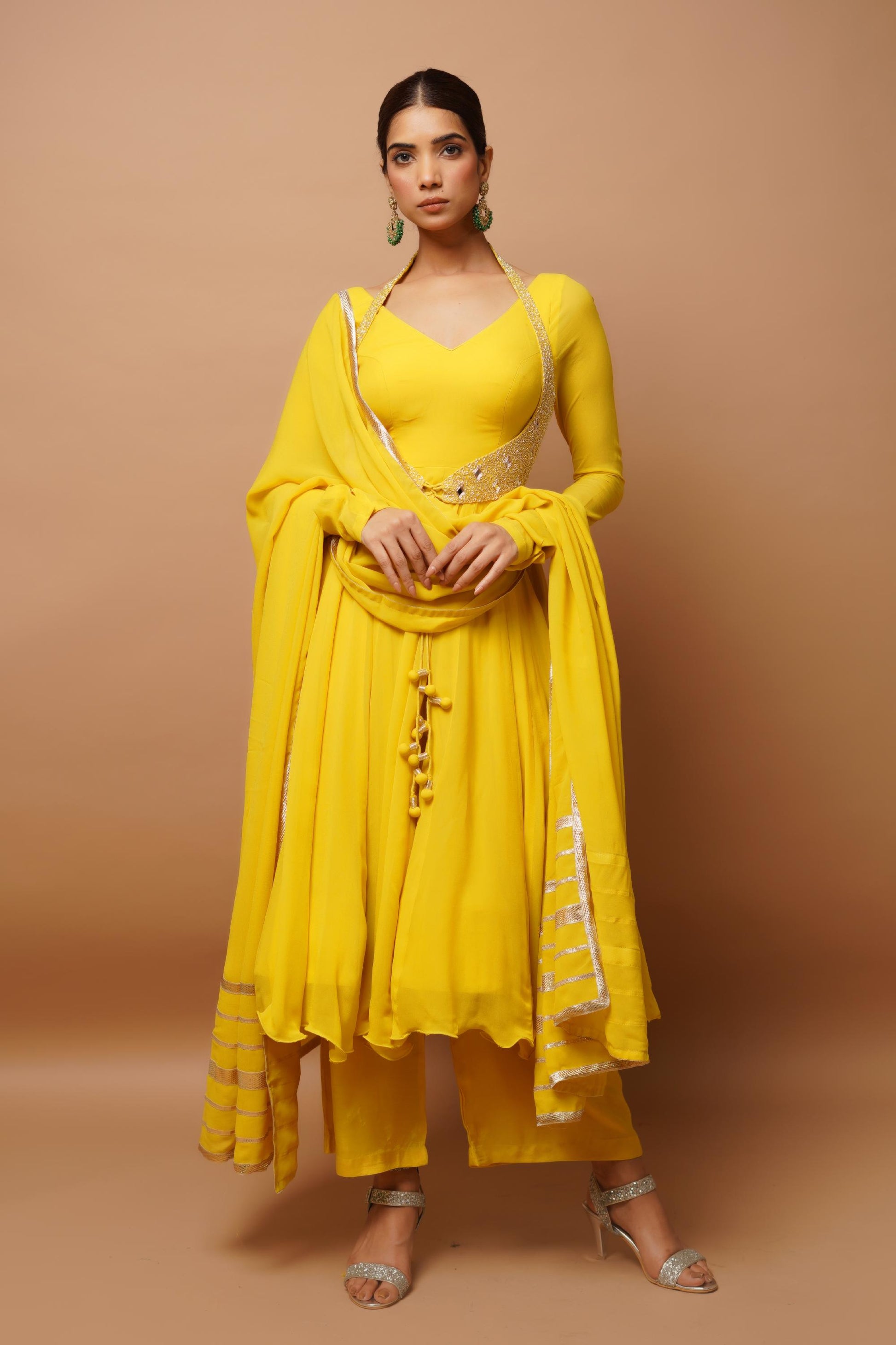 Yellow Anarkali Suit Set Image 1