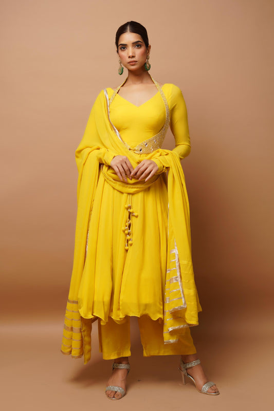 Yellow Anarkali Suit Set Image 1
