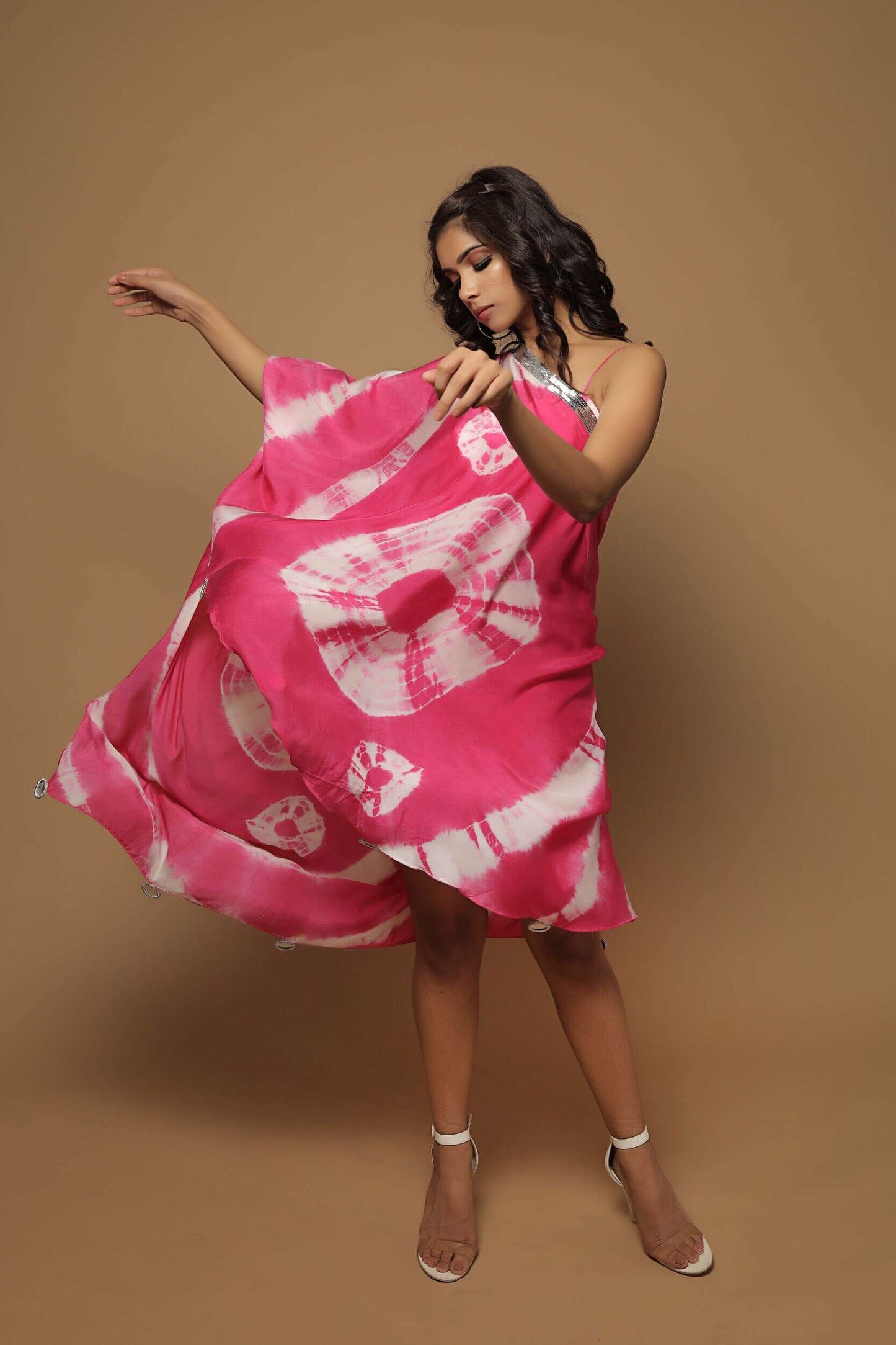 Pink Tie-Dye Kaftan Dress