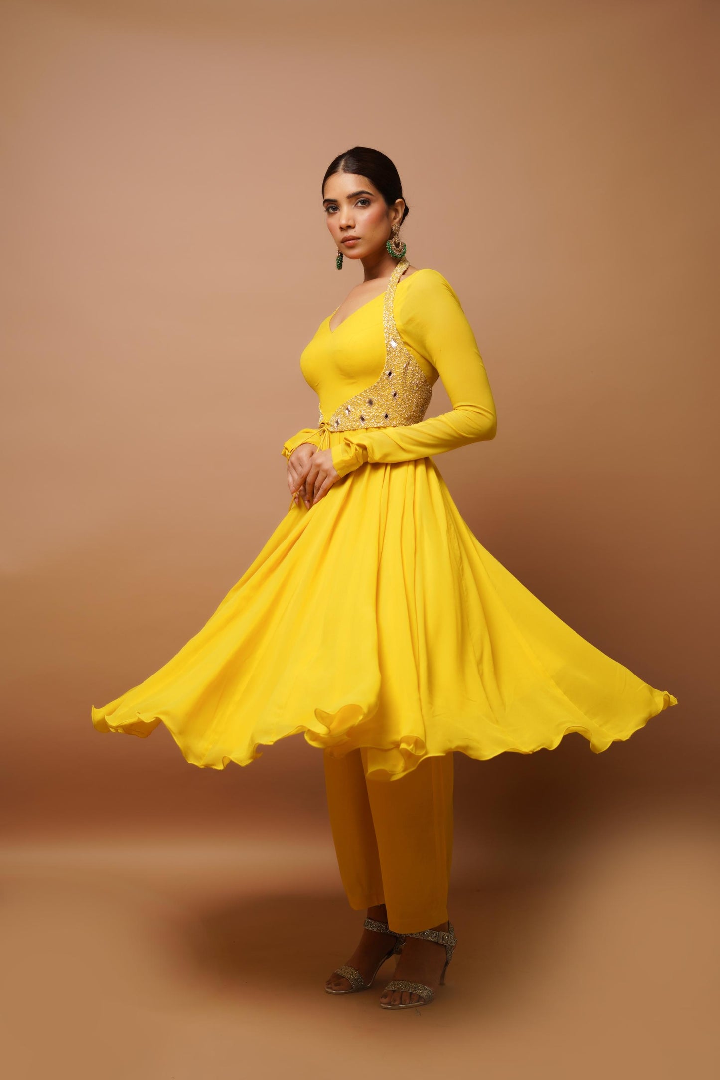 Yellow Anarkali Suit Set Image 2