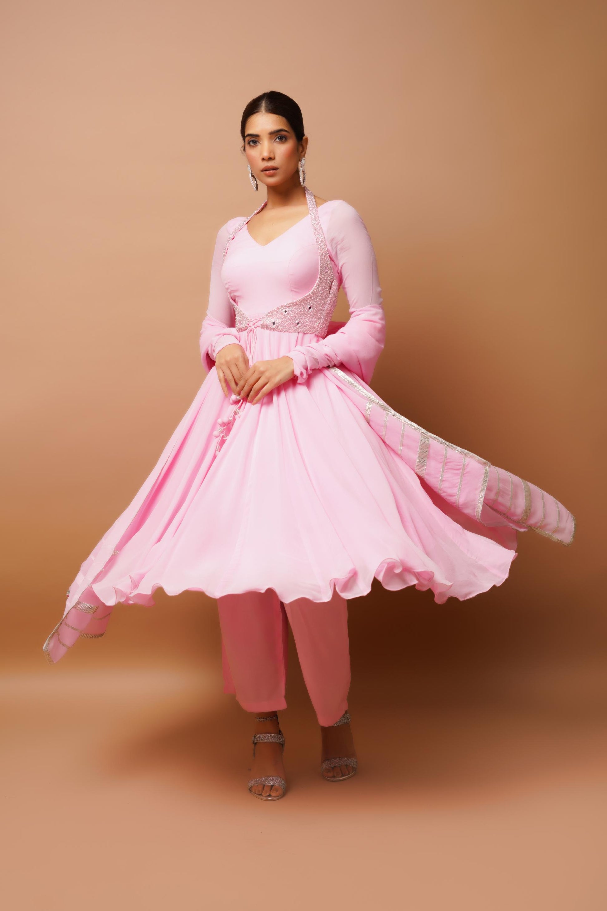Rani Pink Anarkali Suit In Faux Blooming Plain – ReplicaVilla