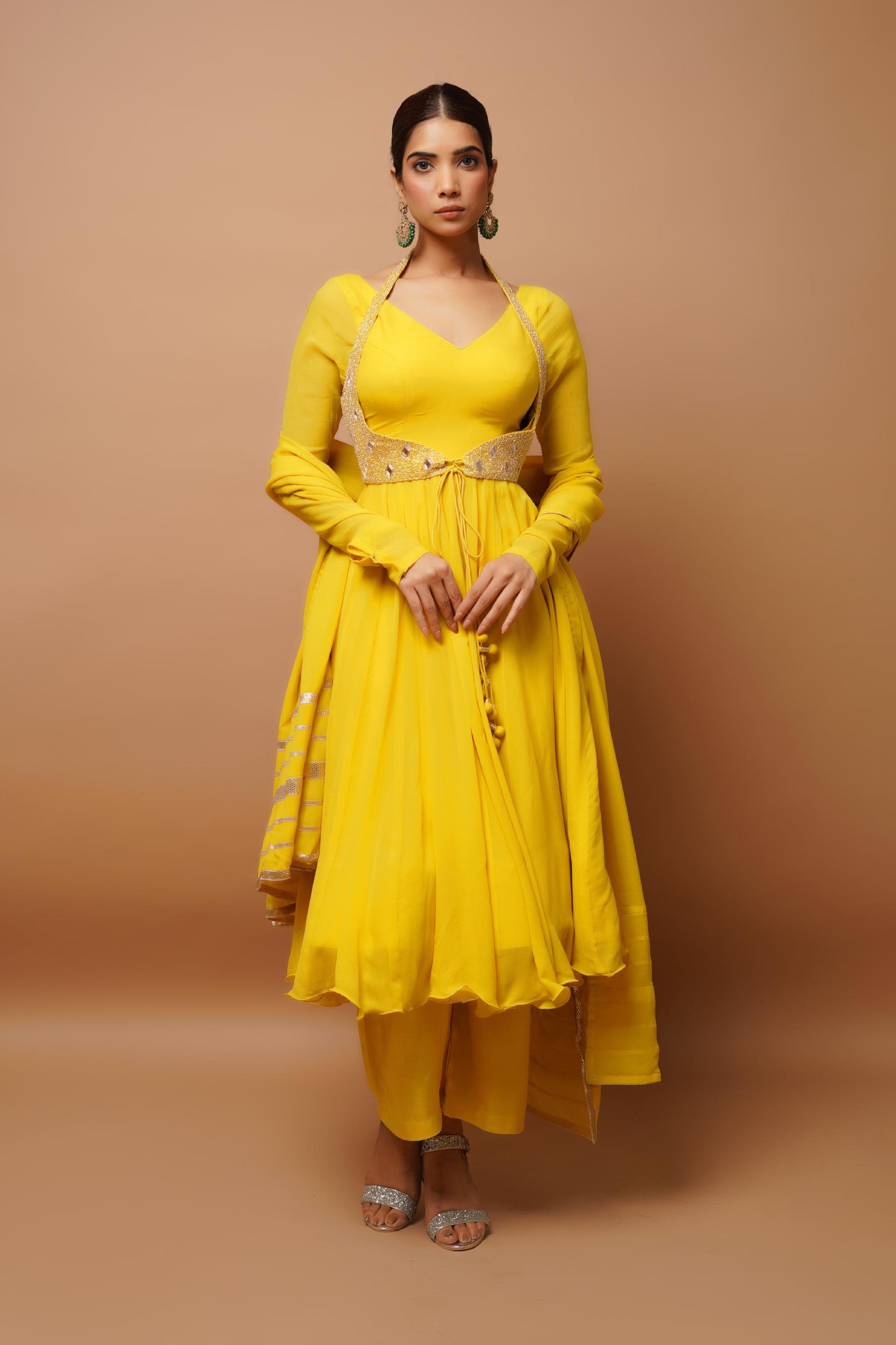 Yellow Anarkali Suit Set Image 4
