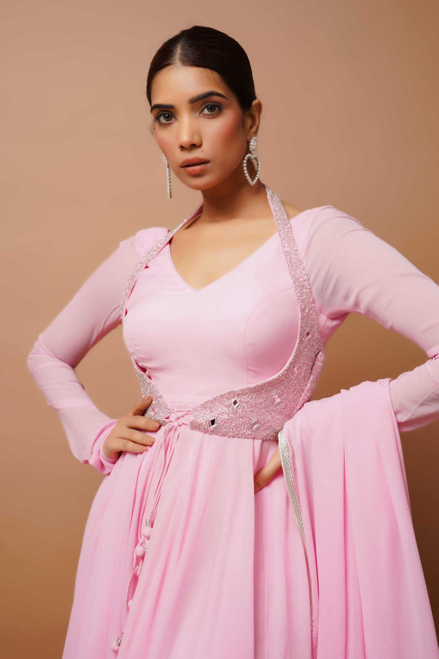 Baby Pink Anarkali Suit Set Image 3