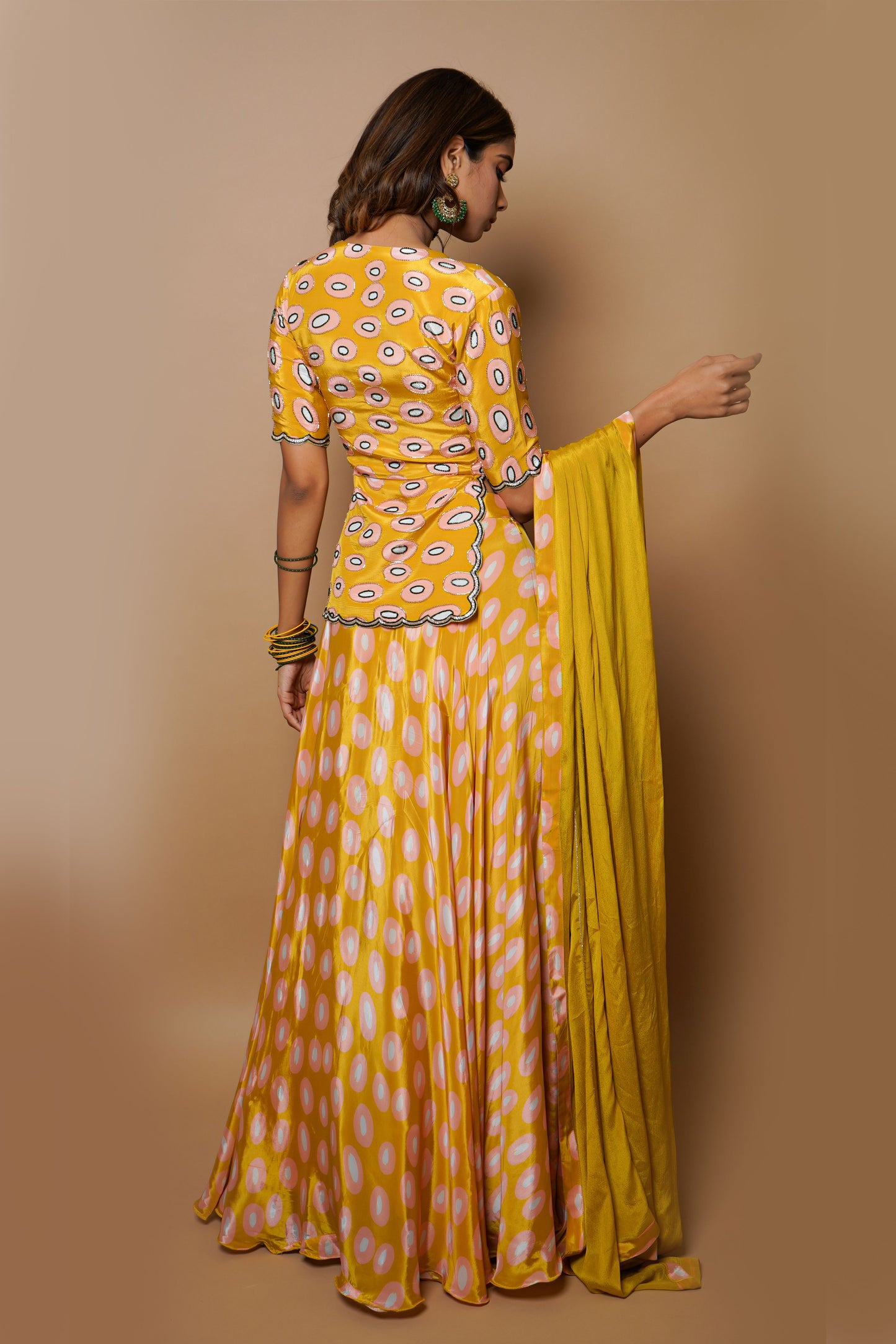 Yellow Digital Printed Lehenga Set (Set Of 3)