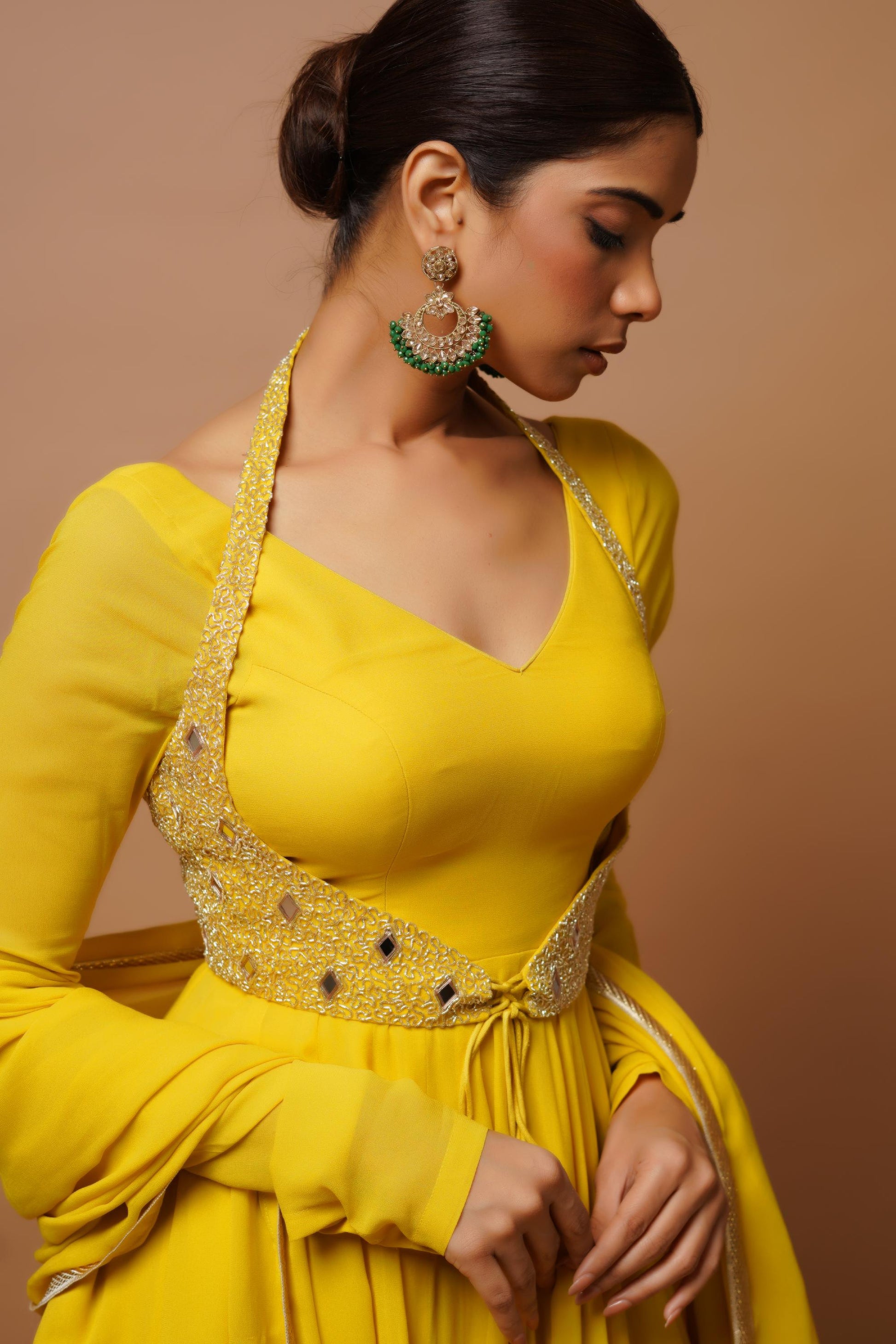 Yellow Anarkali Suit Set Image 6