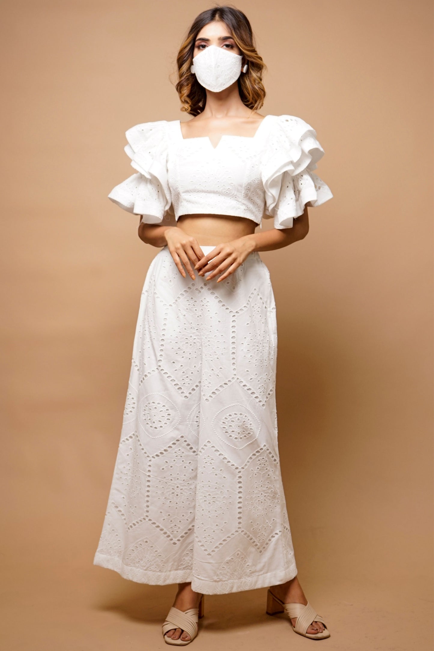 White Cotton Cutwork Co-Ord