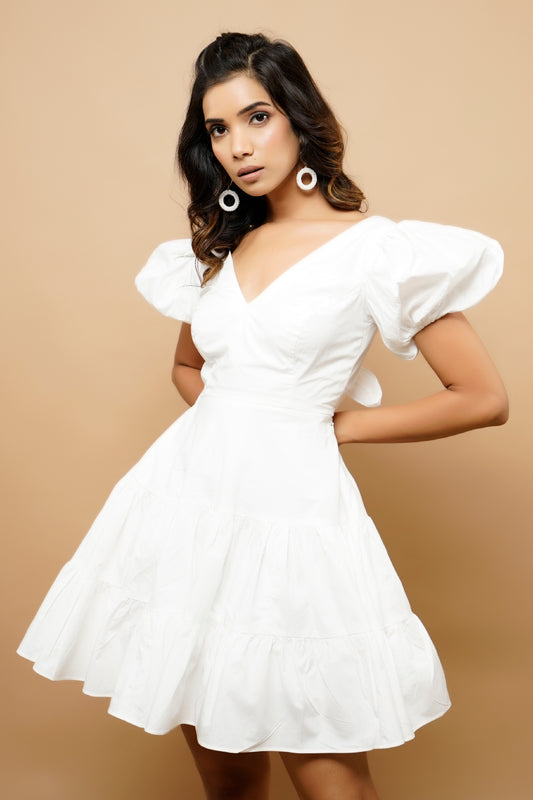 White Poplin  Mini  Dress