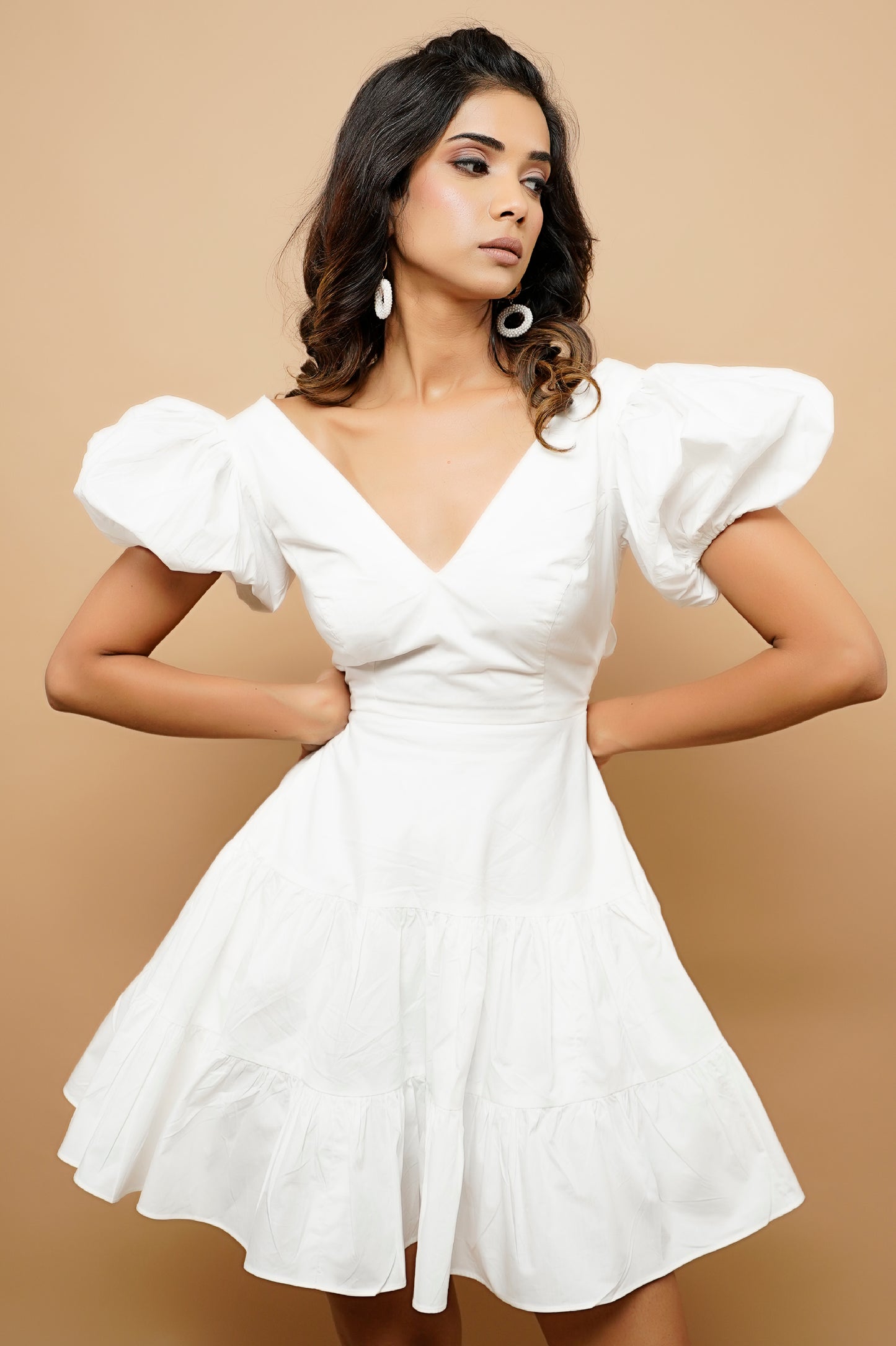 White Poplin  Mini  Dress